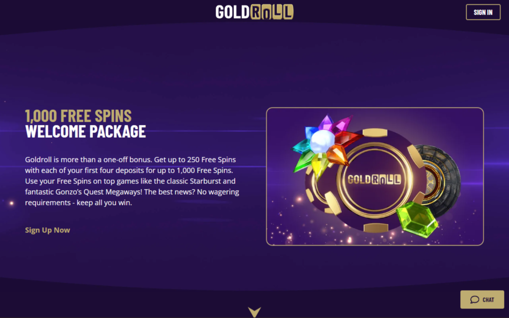 Goldroll_casino_bonus_screen